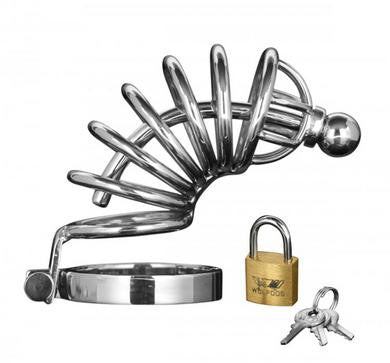 Asylum 6 Ring Locking Chastity Cage - Medium-large