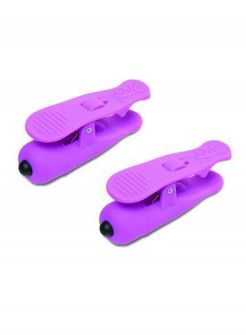 Fetish Fantasy Series Wireless Vibrating Nipple Clamps - Purple