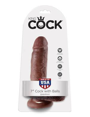 King Cock 7-inch Cock with Balls - Brown