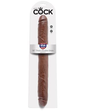 King Cock 16-inch Thick Double Dildo - Brown