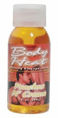 Body Heat Warming Massage  Lotion - Peaches N Cream  -  1 Oz.