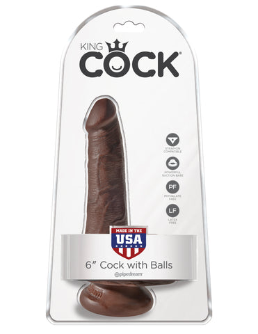 King Cock 6 Cock With Balls - Brown PD5531-29