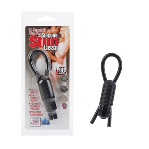 10-Function Vibrating Silicone Stud Lasso - Black SE1408202