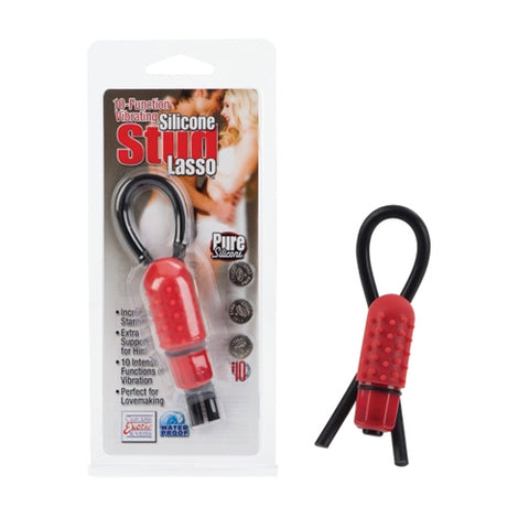 10-Function Vibrating Silicone Stud Lasso - Red SE1408252