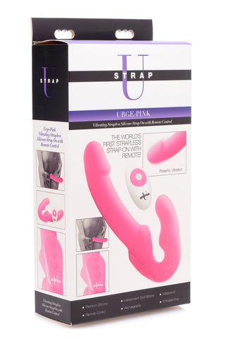 Urge Silicone Strapless Strap on With Remote - Pink