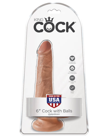 King Cock 6 Cock With Balls - Tan PD5531-22