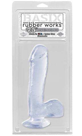 Basix Rubber Works - 7.5-Inch Dong With Suction Cup - Clear PD4221-20