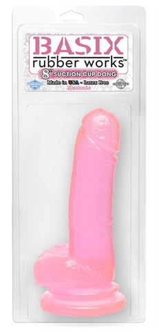 Basix 8in Suction Cup Dong Pink PD4308-11