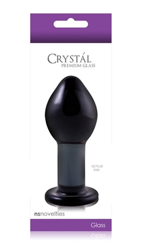 Crystal Premium Glass Plug - Large - Clear Charcoal NSN0701-33