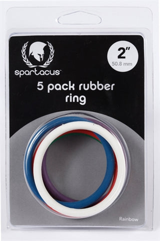 Rainbow Rubber Cock Ring 5 Pack - 2in BSPR-48