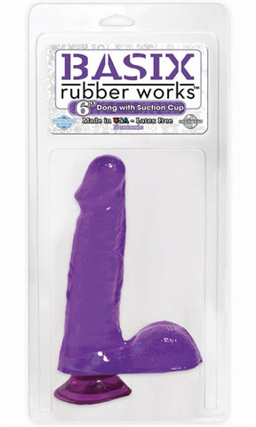 Basix 6in Dong With Suction Cup Purple PD4227-12