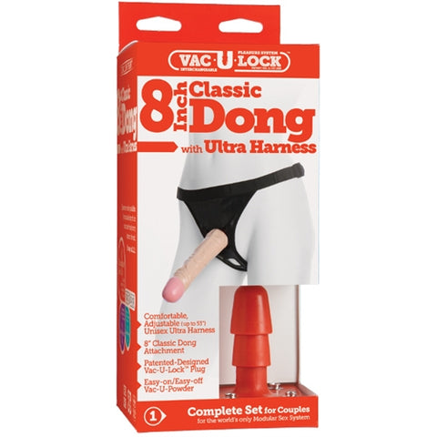 Vac-U-Lock 8-Inch Classic Dong With Ultra Harness DJ1050-01