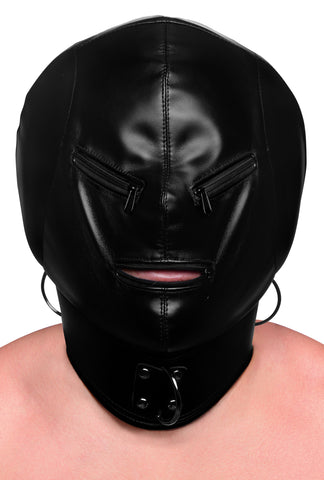 Bondage Hood with Posture Collar & Zippers STR-AF108