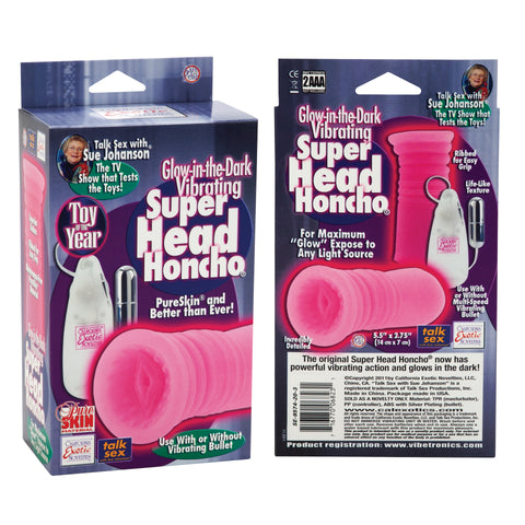 Sue Johanson Glow-in-the-Dark Vibrating Super Head Honcho - Pink SE9574203