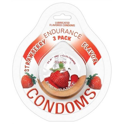 Endurance Lubricated Flavored Condoms - 3 Pack Disc - Strawberry HTP2087