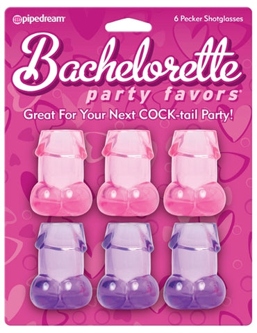 Bachelorette Party Pecker Shot Glasses - 6 Pieces - Assorted Colors PD7933-00