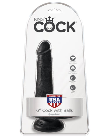 King Cock 6 Cock With Balls - Black PD5531-23