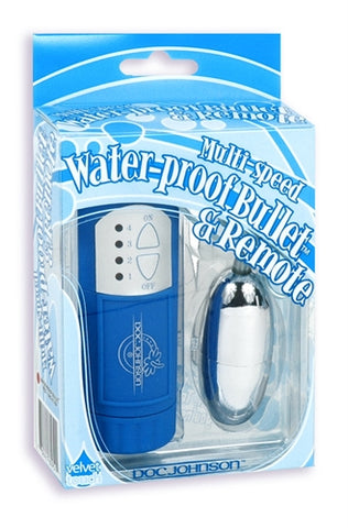 Multi-Speed Waterproof Bullet and Remote - Blue-Silver DJ1665-02