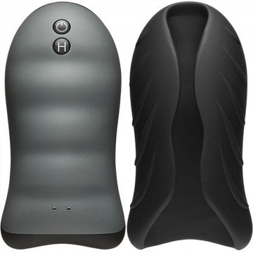 Optimale - Silicone Auto-Heating Stroker - Rechargebale - Vibrating - Black/slate