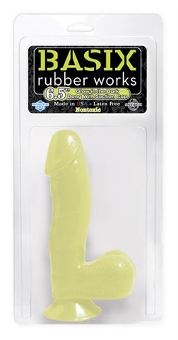 Basix 6.5in Dong With Suction Cup Glow in the Dark PD4220-32