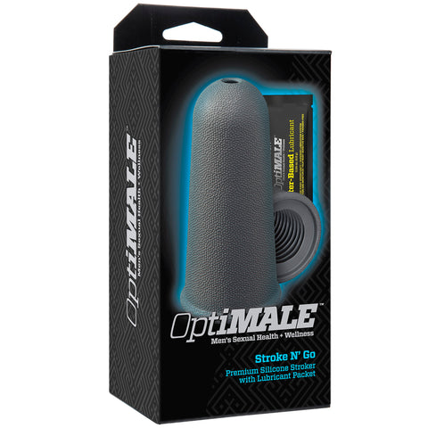 Optimale Stroke n' Go Premium Silicone Stroker With Lubricant Packet - Slate DJ0693-21-BX