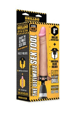 8" Drilldo Suction Dildo & Universal Holder Set