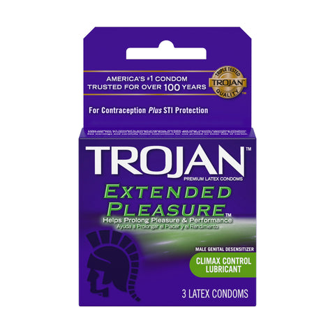 Trojan Extended Pleasure Lubricated Condoms - 3 Pack TJ01996