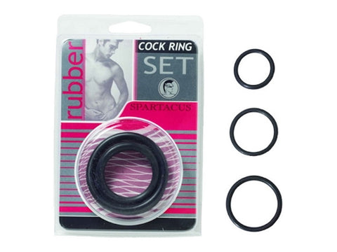 Black Rubber Cock Ring Set BSPR-14