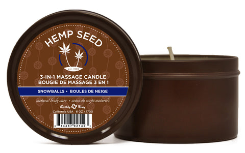 3 in 1 Snowballs Candle With Hemp - 6 Oz. EB-HSC095